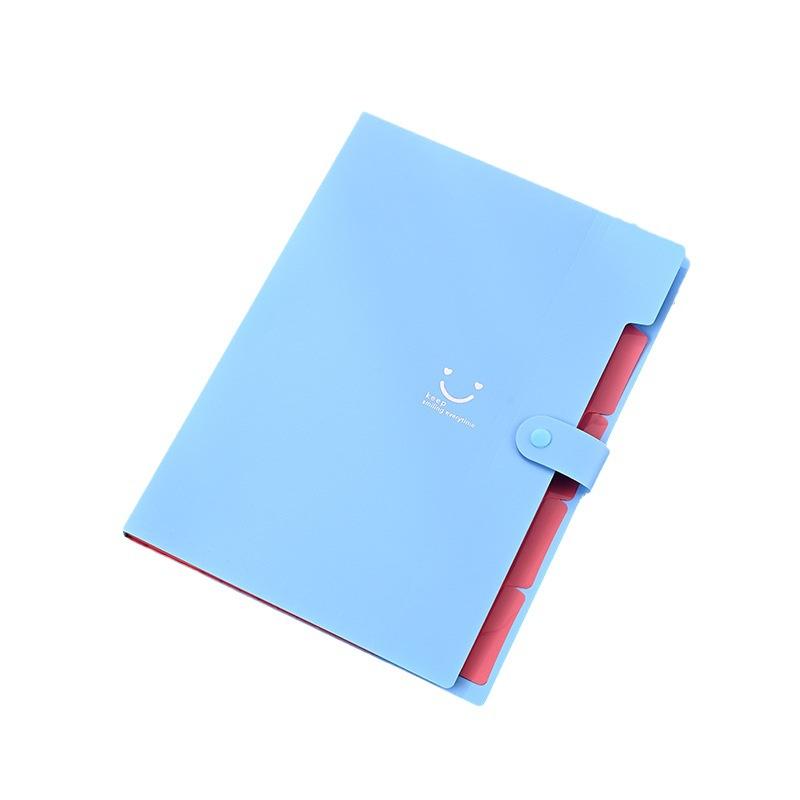 Smiling Candy Color Folder Creative Multilayer A4 Folder Text PP Piece Bag Organ Bag Test Paper Text Piece Storage Bag