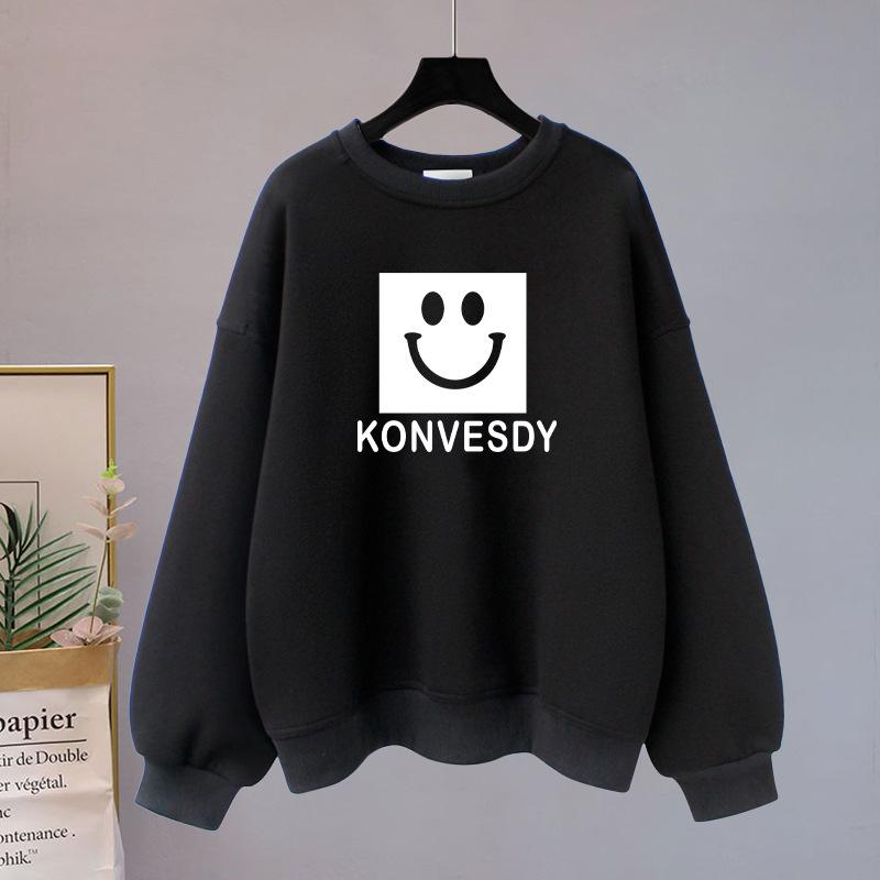 

Женский осенне-зимний плюшевый свитшот с круглым вырезом, свободный, роскошный топ 4XL чёрный