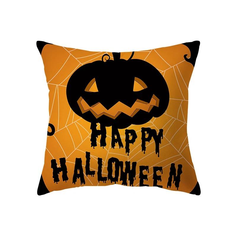 Halloween Theme Pillow Cover Car Office Living Room Sofa Halloween Pumpkin Lantern Decoration Pillow Cover