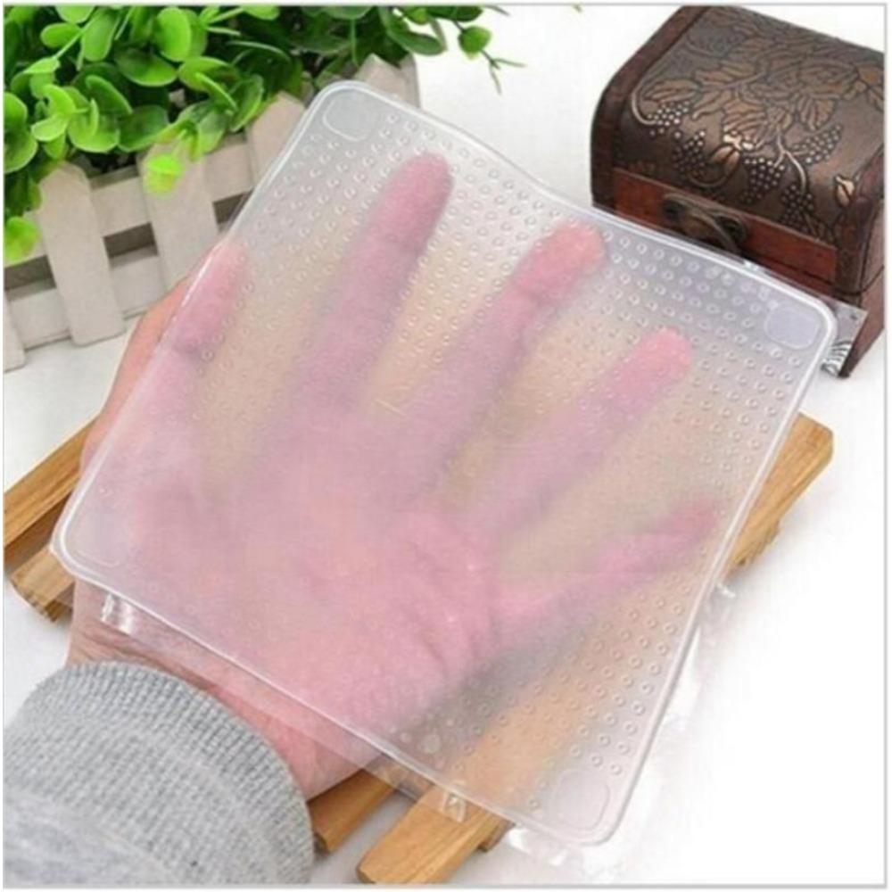 

S/M/L Прозрачная силиконовая пищевая пленка Прозрачные многоразовые силиконовые обертки Уплотнительная крышка Эластичная для сохранения свежести Нагрев в микроволновой печи Кухонные инструменты 10*10CM,3pcs