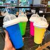 Stlačovací pohár Magický Rychle Mražený Pohár na Smoothie pro Džusy Mléko Zmrzlinu Vyrobte Dvouvrstvý Silikonový Pohár pro Děti Přátele Rodinu