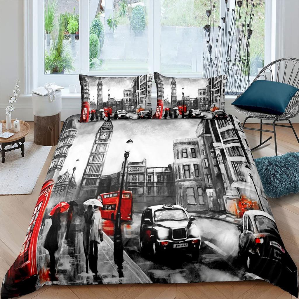 Telephone Booth Duvet Cover Sets For Teens Adults Lightweight Down Quilt Covers Room Decor 2 Pillowcases 1 Duvet Cover No Quilt