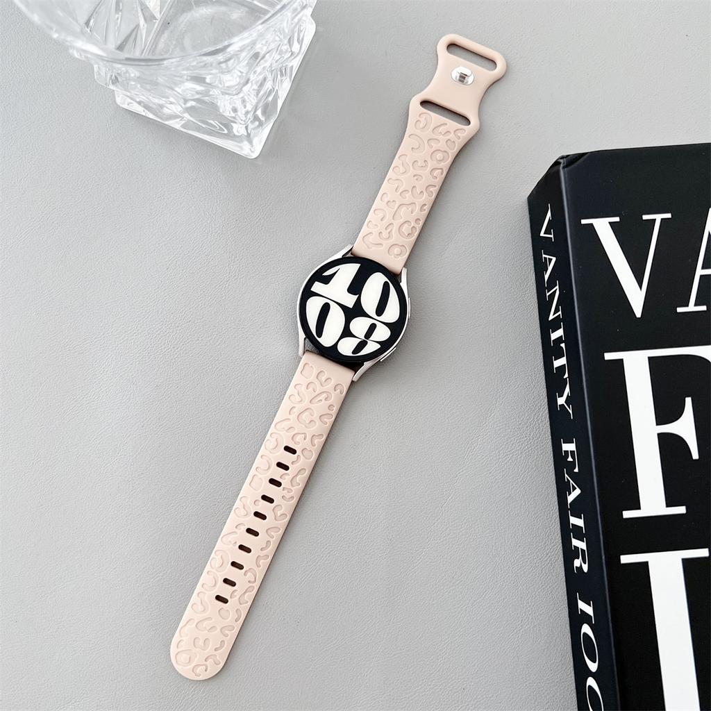 20mm 22mm Leopard Engraved Band for Samsung Galaxy Watch 6 5 4 40mm 44mm Gear S3 Silicone Cute Strap 6Classic 43mm 47mm Active 2