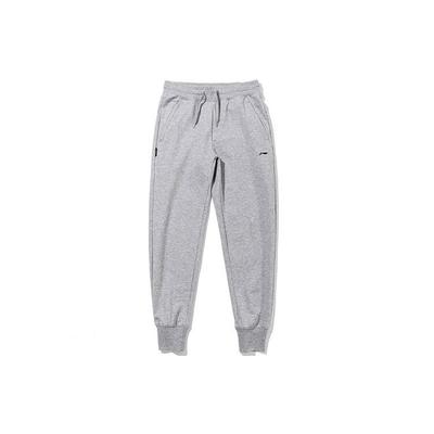 Li Ning Solid Color Casual Tapered Knit Sports Pants Unisex Pants Gray AKLS456-1