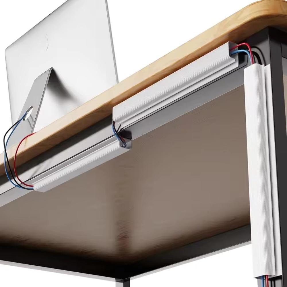 2pcs 40cmX6cm Cable Management Under Desk Channel Cable Raceway Cord Hider Desk Cable Tray No Drilling for Home Office Wire