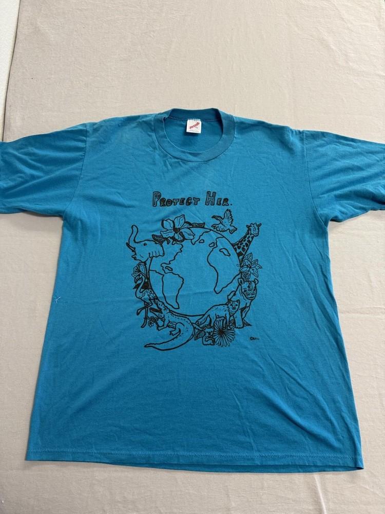 Vintage Mother Nature T-shirt Protect Her Planet Earth XL Unisex T-Shirt M