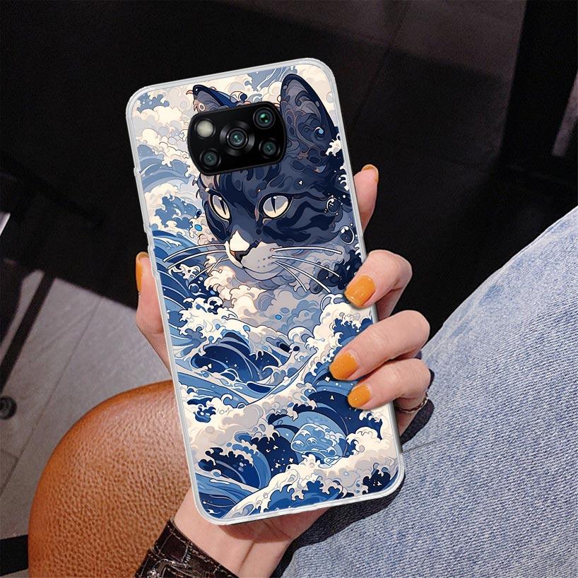 

Anime Cat Sea Wave Aesthetic Phnoe Case for Xiaomi Poco X5 X6 X7 Pro X4 Gt F7 Ultra M8 M7 Redmi 15C 15 13C 13 12C 12 Unique Cove Redmi 15C 4G