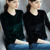 Dámské teplé základní tričko s kulatým výstřihem, sametové tričko, strečové tričko s dlouhým rukávem, dámský elegantní streetový top, módní podzim zima