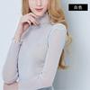 High Neck Mesh Base Shirt Sexy Single-layer Transparent Long Sleeved Inner T-shirt Ins Style Autumn Mushroom Edge Shiny Silk Top