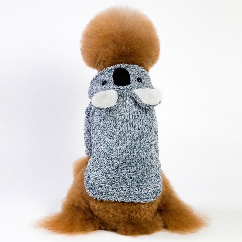 Warm Coral Fleece Dog Sweater Winter Fall - Hooded Lazy Bear Style French Bulldog Pug Teddy