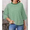 New Women's Round Neck Striped Back Tie Bow Pullover Knitted Top