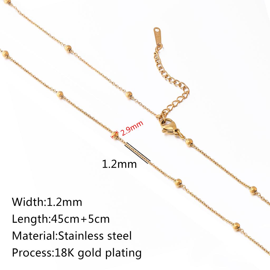 5Pcs/Lot Stainless Steel Bead Rope Link/Cuban/Paperclip Links Snake Chain Necklace Diy Women Jewelry 18K Gold Color Neck Chains