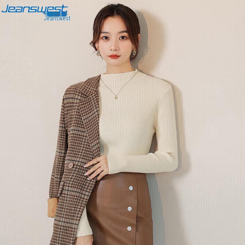 

JEANSWEST Women s Slim-Fit High-Neck Knit Sweater One Size