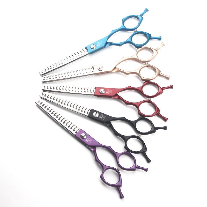 6.5-Inch PK Pet Grooming Fishbone Thinning Shears Black Fishbone Teeth (MDW-652T)