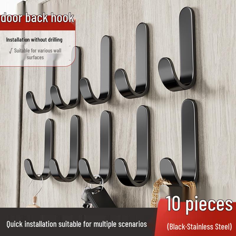 Strong Adhesive No-Trace Hooks for Kitchen, Bathroom, or Dorm—Ideal for Hanging Clothes Behind Doors Without Drilling