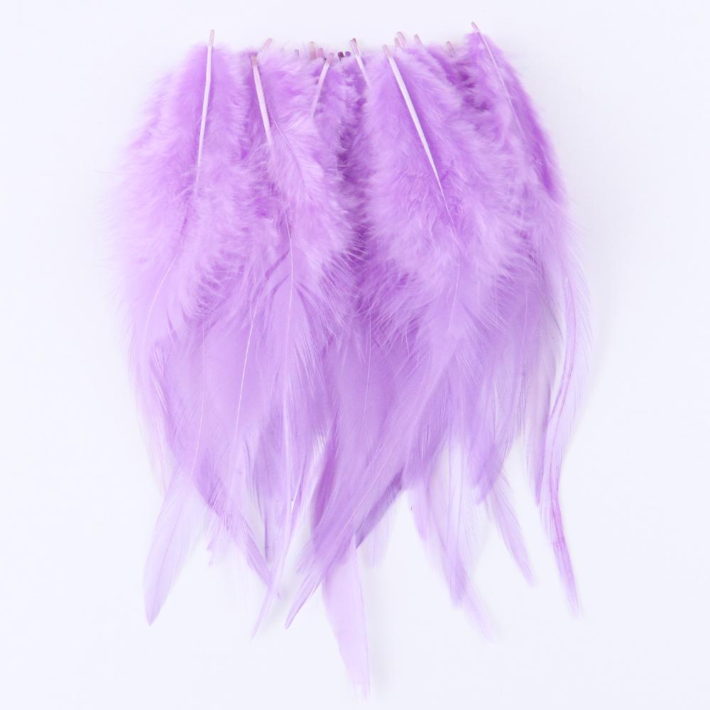 

50pcs 10-15cm Chicken Feather Rooster Cock Plumes Fly Tying Feather DIY Jewelry Dream cather Earring Accessory Plumas for Crafts 50pcs светло-фиолетовый