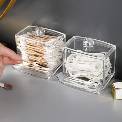 1 Stück Wattestäbchenhalter, Wattestäbchenspender mit Bambusdeckeln, Bambus Badezimmer Aufbewahrungsgläser Aufbewahrungsbehälter Klares Plastik