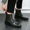 Chelsea boots tygsömmar herrskor nya högklackade mångsidiga brittiska Martin-kängor avslappnade herrskor i läder
