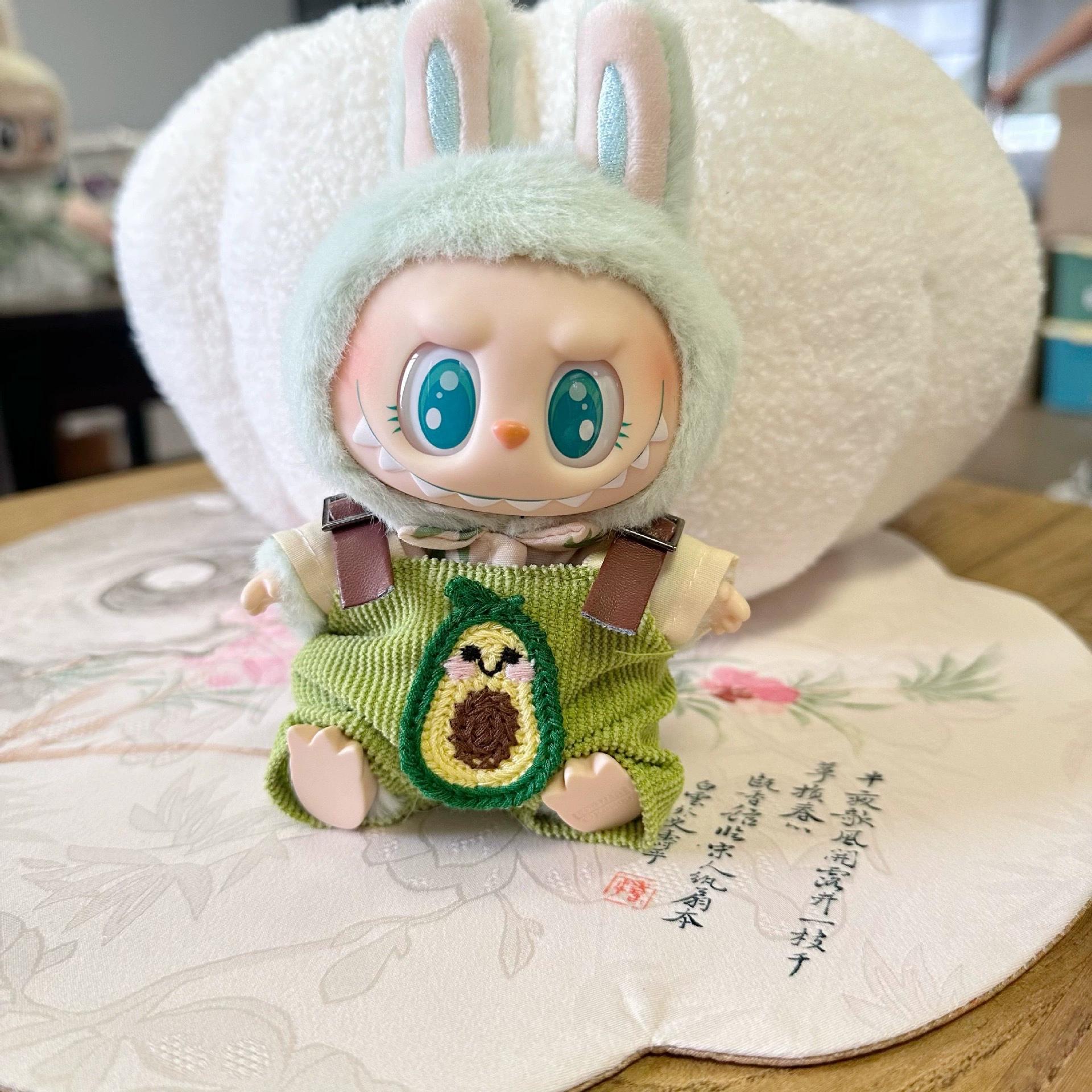 

17 см Мини Плюшевая Кукла Одежда Наряд Аксессуары Для Корея Kpop Labubu Идол Сидящая Вечеринка V1 V2 Осенний комбинезон шапка набор Одежда no doll