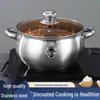 Thickened Stainless Steel 24cm Apple Stockpot - Extra Deep Soup & Noodle Pot