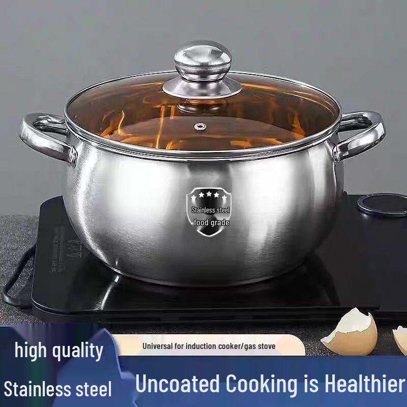 Thickened Stainless Steel 24cm Apple Stockpot - Extra Deep Soup & Noodle Pot