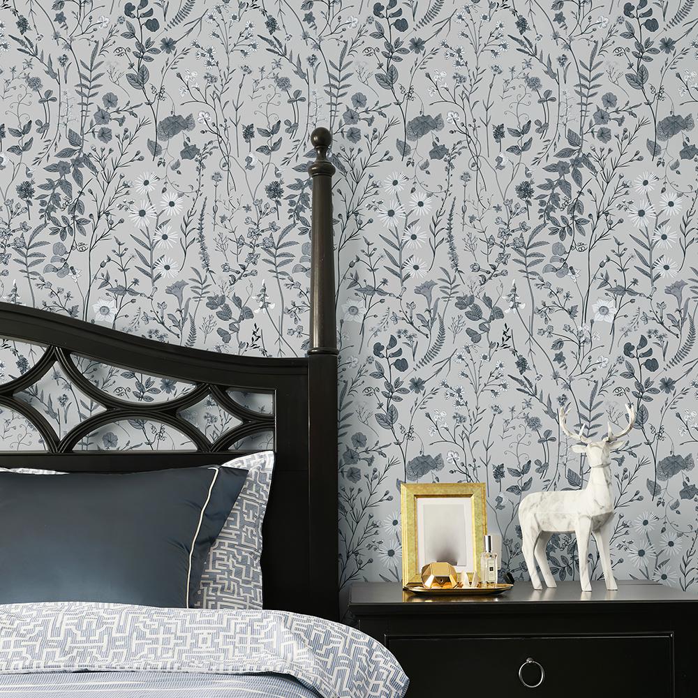 

Серые цветущие цветочные ПВХ обои Классические Ретро Темные Наклейка на мебельный шкаф Водонепроницаемые Ванная Кухня Контактная бумага 44cmx1000cm