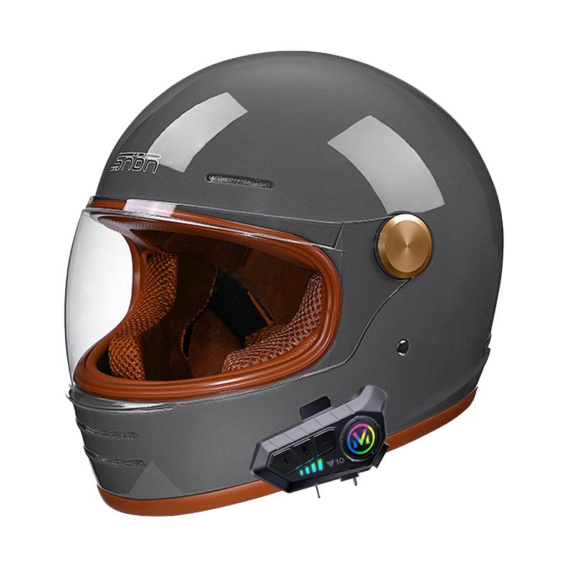 Full-Face Retro Helmet with Bluetooth - DOT Certified Off-Road Safety Gear, Durable Unisex Design