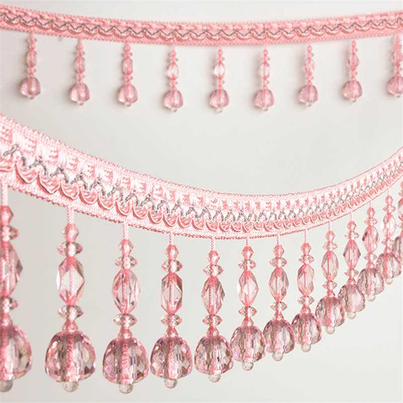Cortina de cuentas de cristal de 2/4/6 metros con flecos y borlas de encaje, cinta ancha para manualidades, costura hecha a mano, accesorios para ropa y cortinas