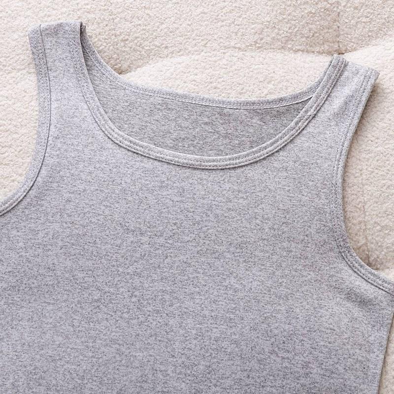 Women Plus Size Solid Color Round Neck Vest Sleeveless Top