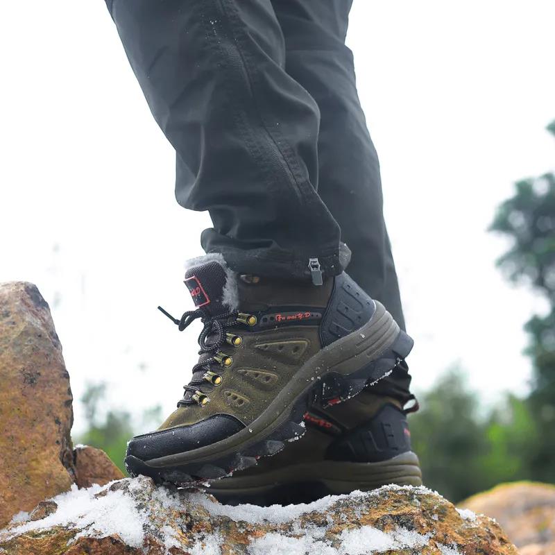 CARLKARIDA Mens Snow Boots Fur Lined Hiking Boots Waterproof Anti-Slip
