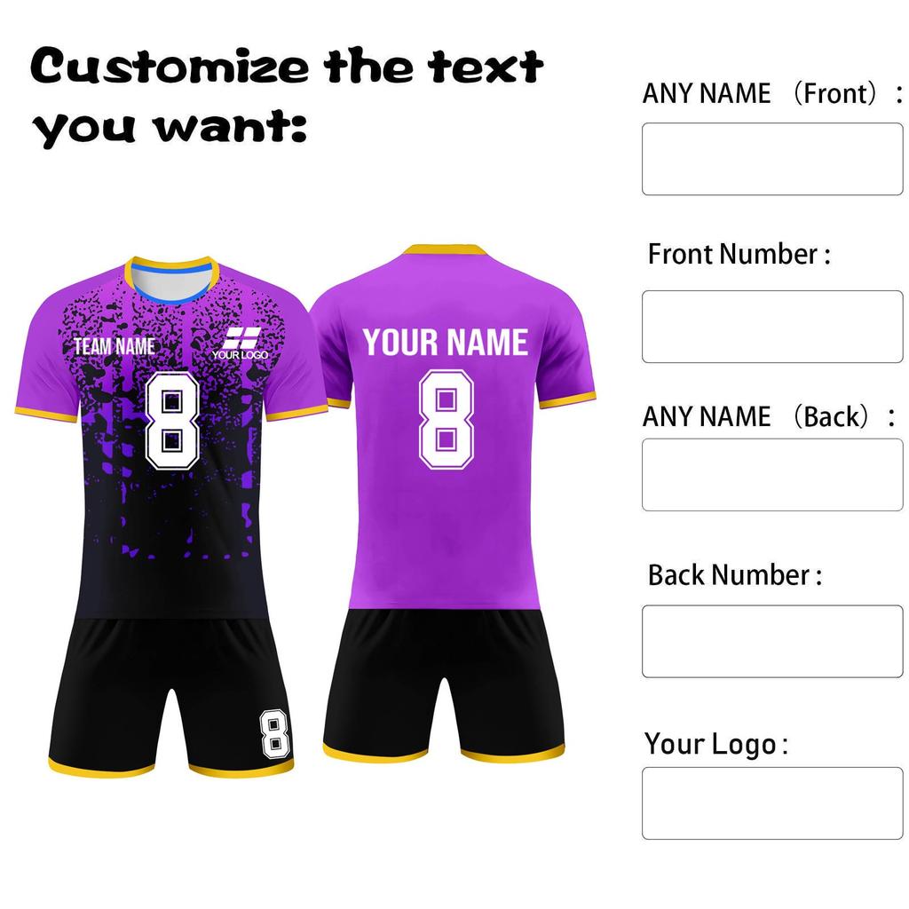 Custom Soccer Jersey Set Personalized Team Uniforms Quick Dry Sportswear for Youth and Adults with and Number