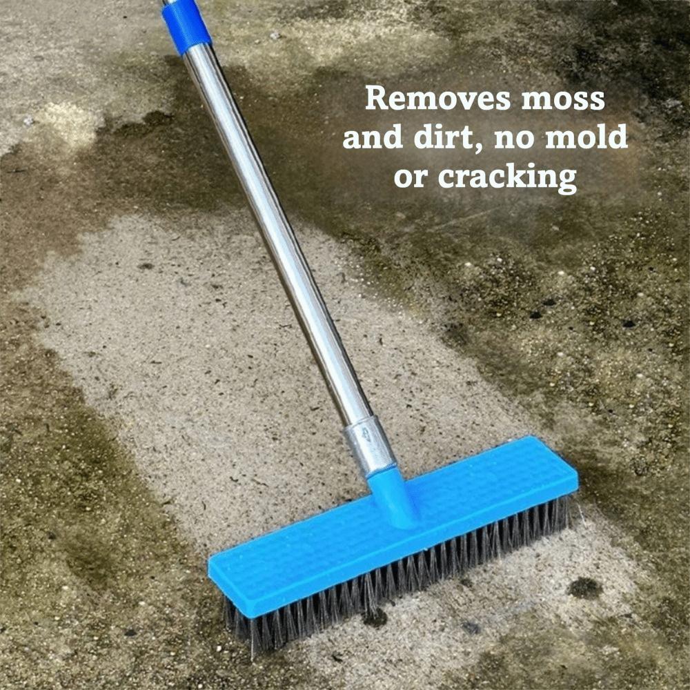 Long Handle Floor Wire Brush Stainless Steel Stiff Bristle Deck Scrub Brush Heavy Duty Telescopic Handle Tile Scrub Brush