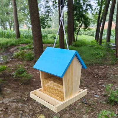 Hopper Bird Feeders Outdoor Wild Bird Feeder Large Hanging Wooden Bird Feeder for
