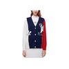 Fila CNY Bunny Collaboration Series Pattern Print V-Neck Knit Sweater Women Sweater Smoky-Blue F11W319407F-DB