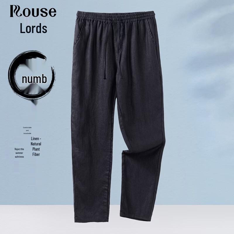 

Men s 100% Linen Casual Straight-Leg Trousers 2XL/185