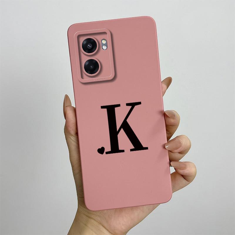 For Oppo A57 4G 2022 Case Oppo A57s A77s Cute Initial Letters Simple Cover Soft TPU Phone Case For Oppo A77 4G Back Cover Capa