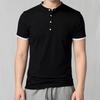 2026 Men's Casual and Fashionable Solid Color Short Sleeved Stand Up Collar T-shirt Summer Versatile and Comfortable Top