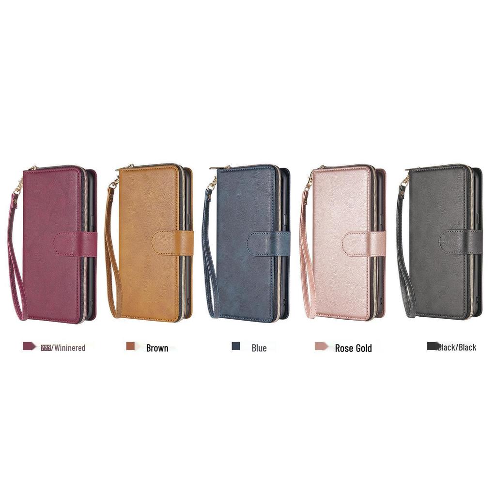 Apple 17 Pro Max Nine-Card Zipper Protective Leather Case for iPhone Air/16E