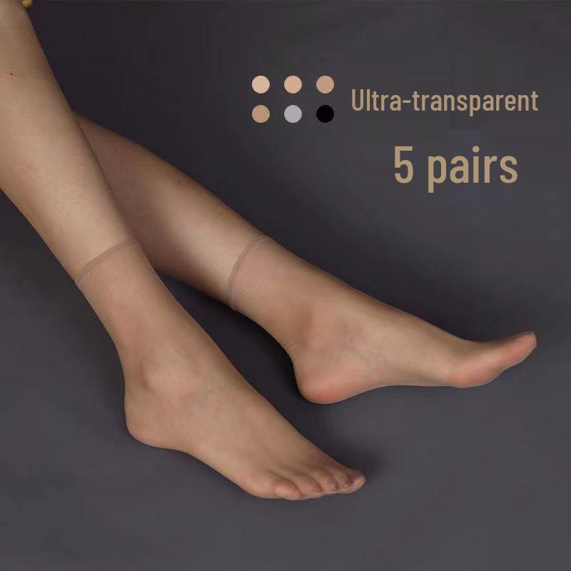 Ultra-Thin Transparent Silk Ankle Socks for Women - Seamless, Durable, and Invisible Summer Style Black