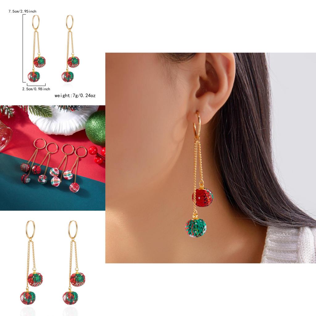 Christmas Ball Fringe Earrings With Heart Gingerbread Accents For Holiday Fashion