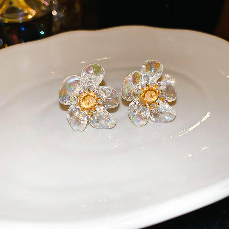 

Серьги-гвоздики с цветами из циркона и смолы, модные, легкая роскошь, премиальные, универсальные, женские