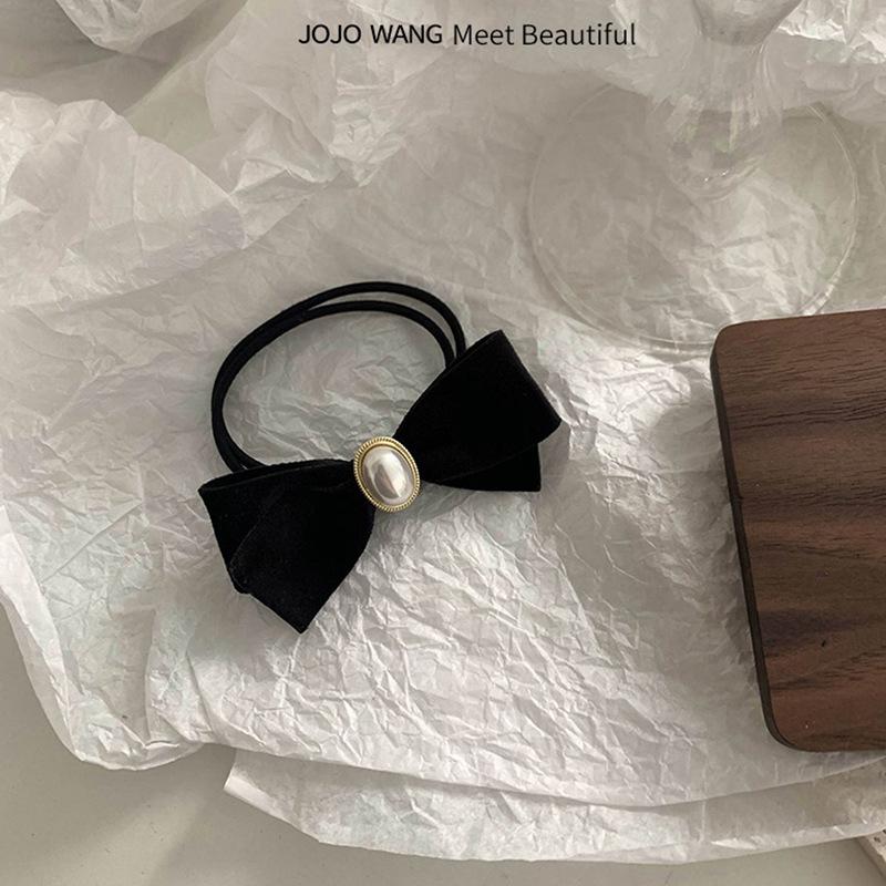 

Жемчужный суперэластичный бархат, Простая и элегантная резинка для волос, Бант, Кожаная резинка для волос