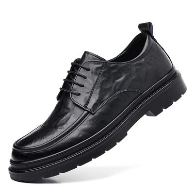 Solid Color Fashion Casual Leather Shoes for Men  Spring Autumn Platform Dress Shoes Male Round Head New Designer Shoe Man