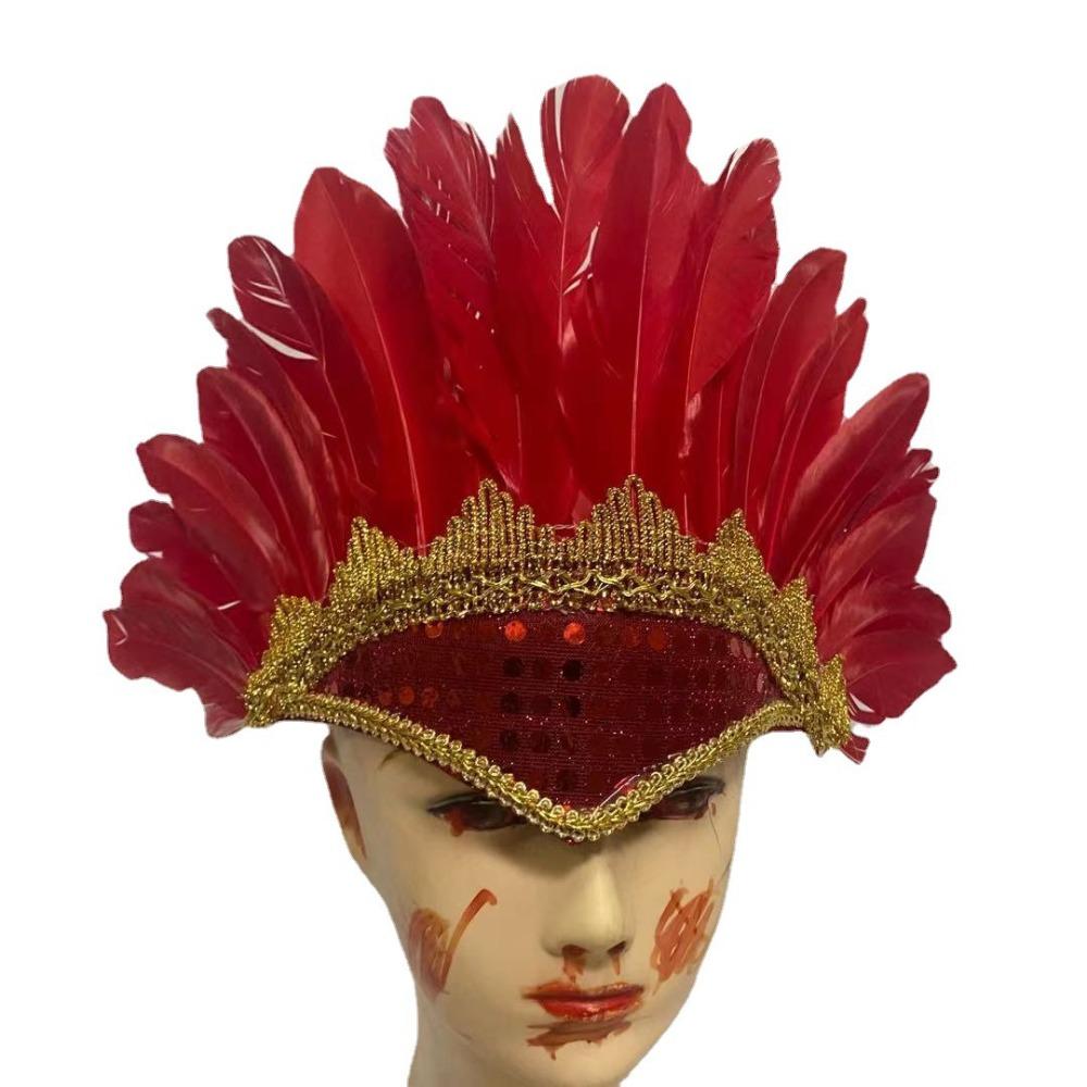 Head-mounted Feather Headdress Hair Band Carnival Costume Headwear Chief Headdress Adult Kids