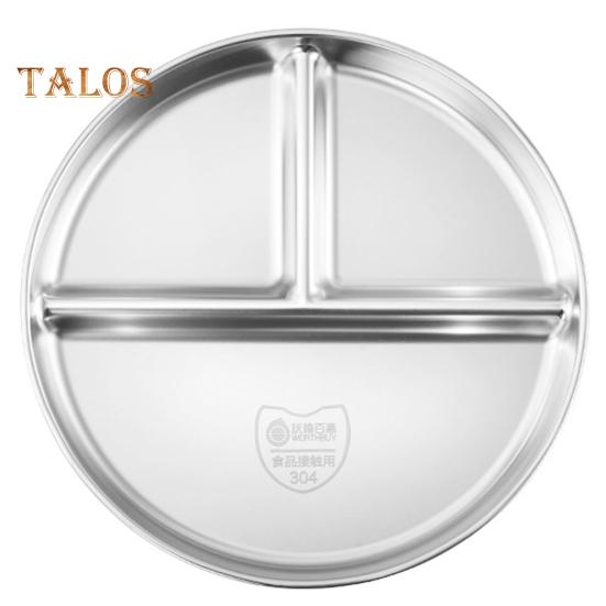 Food Tray No Burrs Holding Lunch High Temperature Resistant Useful Stainless Steel Divided 3 Grids Food Plate for Home