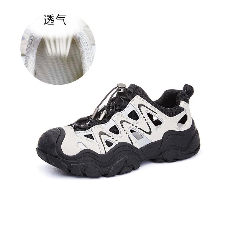 Leather Casual Shoes Women's 2025 Summer New Breathable Platform White Shoes Women's Fashion Versatile Sports Ugly Cute Women's Shoes