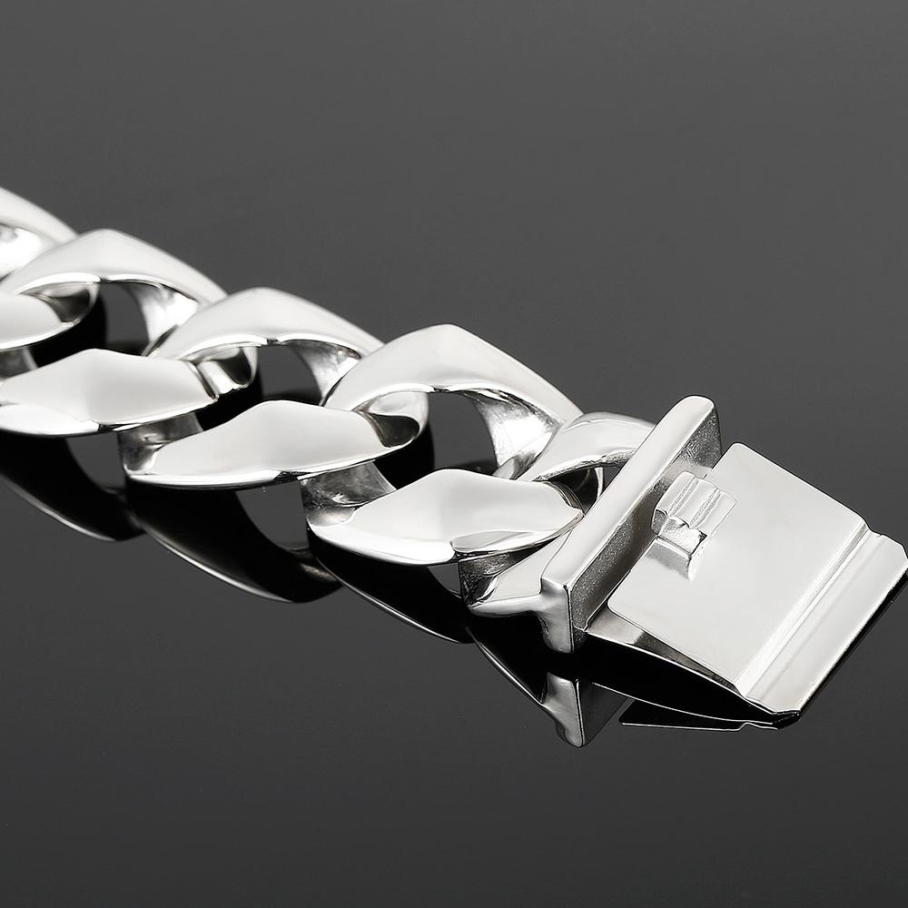 Cool Men's 31MM Hip Hop Cuban Chain Bracelet High Polished Solid Stainless Steel Jewelry Gift for Birthday Party
