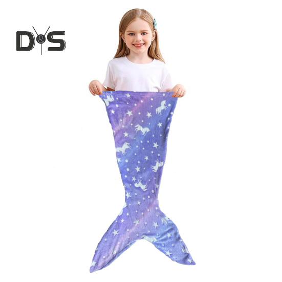 

Одеяло «Хвост русалки», спальный мешок, мягкий фланелевый, светящийся в темноте, носимый спальный мешок, реквизит для фотосъемки, одеяло для домашнего детского сада B