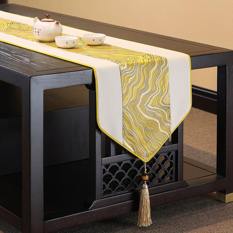 ديكور المنزل الجدول العلم مع شرابة غطاء الطاولة الإبداعية طاولة شاي ديكور النمط الصيني شرابات الجدول عداء مفرش طاولة الكلاسيكية