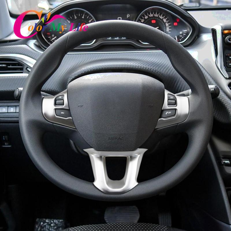 Car Styling ABS Chrome Steering Wheel Protection Trim Sticker for Peugeot 208 2008 GTI 2014 - 2017 Stickers Accessories